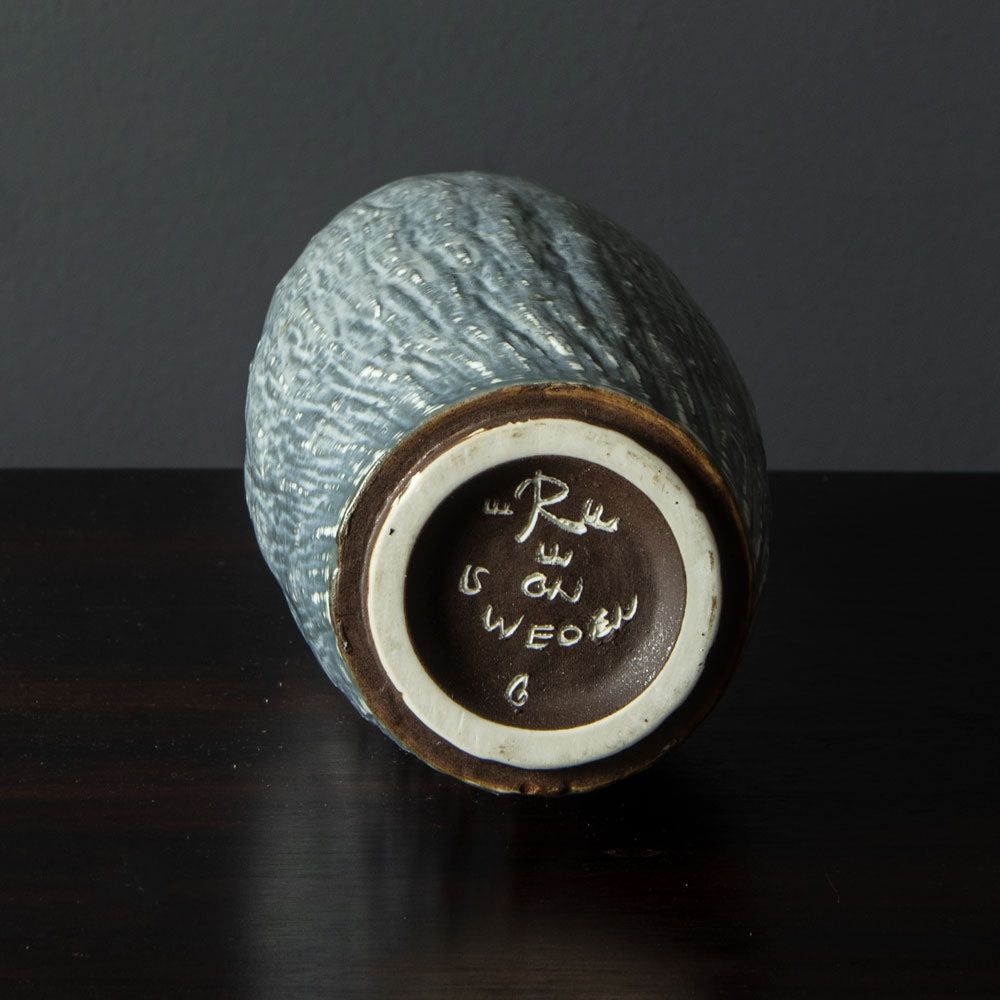 Gunnar Nylund for Rorstrand, Sweden, stoneware vase with striated pale blue-gray glaze H1295