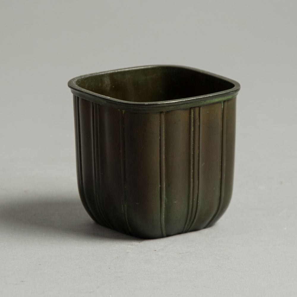 Just Andersen, Denmark, disko metal square vase H1044
