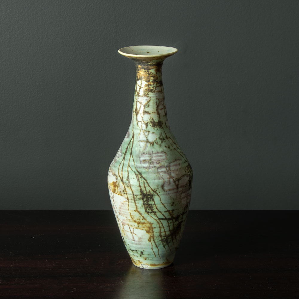 Marianne de Trey, UK, unique porcelain vase with multicolored matte glaze