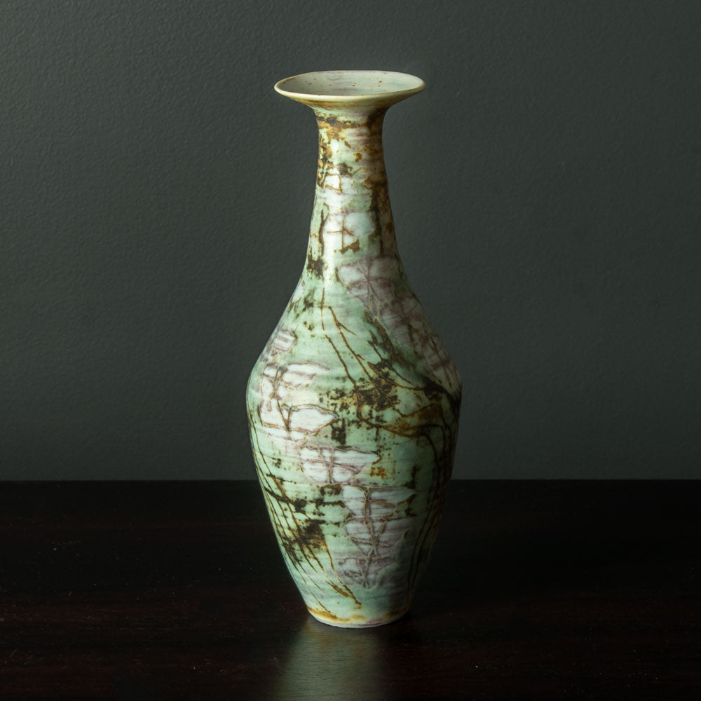 Marianne de Trey, UK, unique porcelain vase with multicolored matte glaze