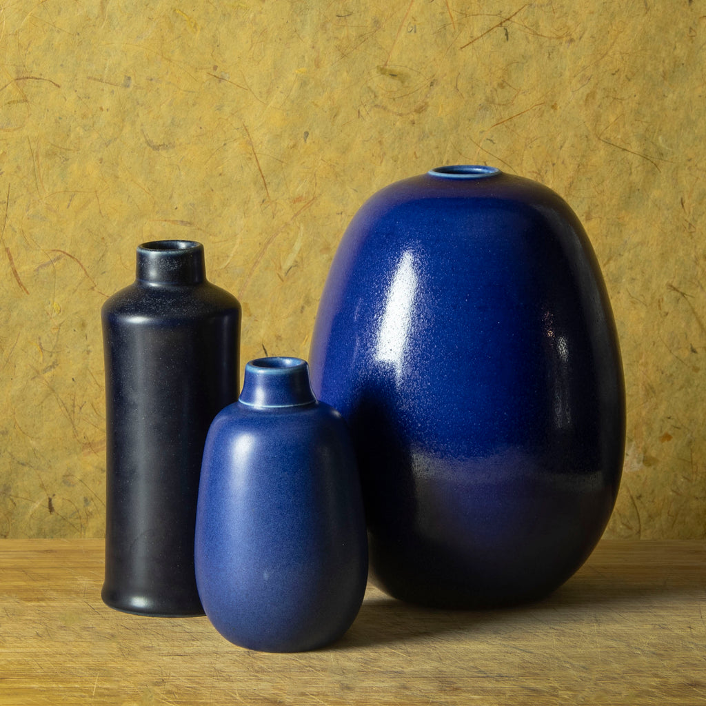 Group of blue vases by Erich and Ingrid Triller for Tobo