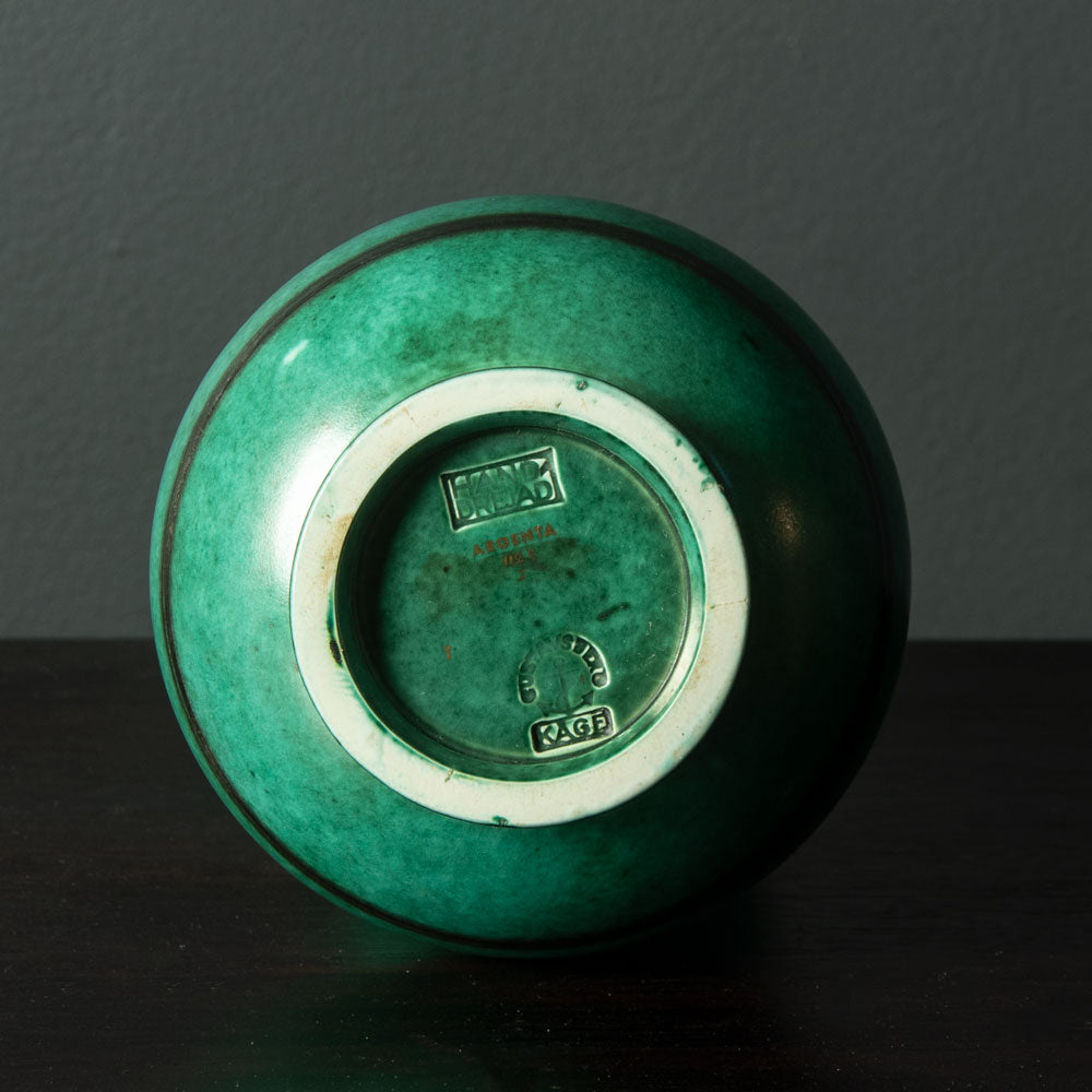 Wilhelm Kåge for Gustavsberg, "Argenta" vase with green matte glaze with silver decoration H1590