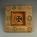 Rut Bryk for Arabia, Finland, stoneware square bowl with orange glaze H1498