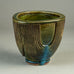Wilhelm Kåge for Gustavsberg, Sweden, unique "Farsta" vase with blue and olive glaze H1601