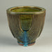 Wilhelm Kåge for Gustavsberg, Sweden, unique "Farsta" vase with blue and olive glaze H1601