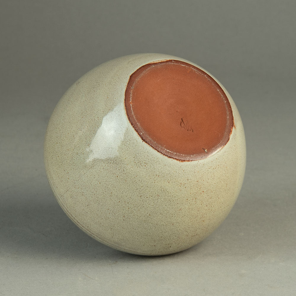 Richard Bampi, Germany, unique stoneware vase with glossy off-white and green glaze H1623