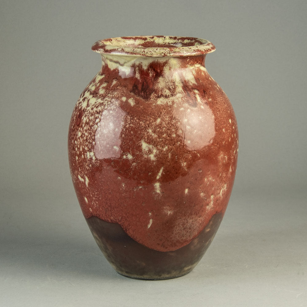Richard Bampi, Germany, unique stoneware vase with glossy oxblood glaze H1616