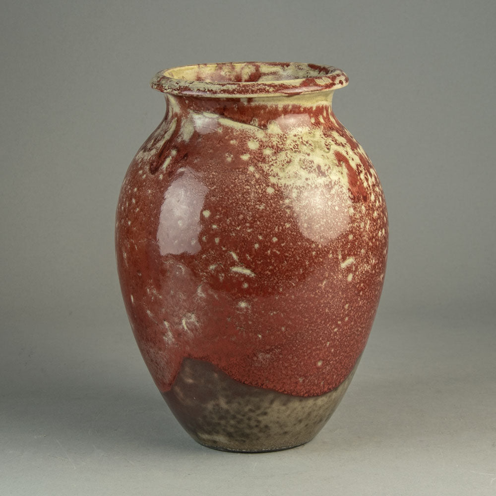 Richard Bampi, Germany, unique stoneware vase with glossy oxblood glaze H1616
