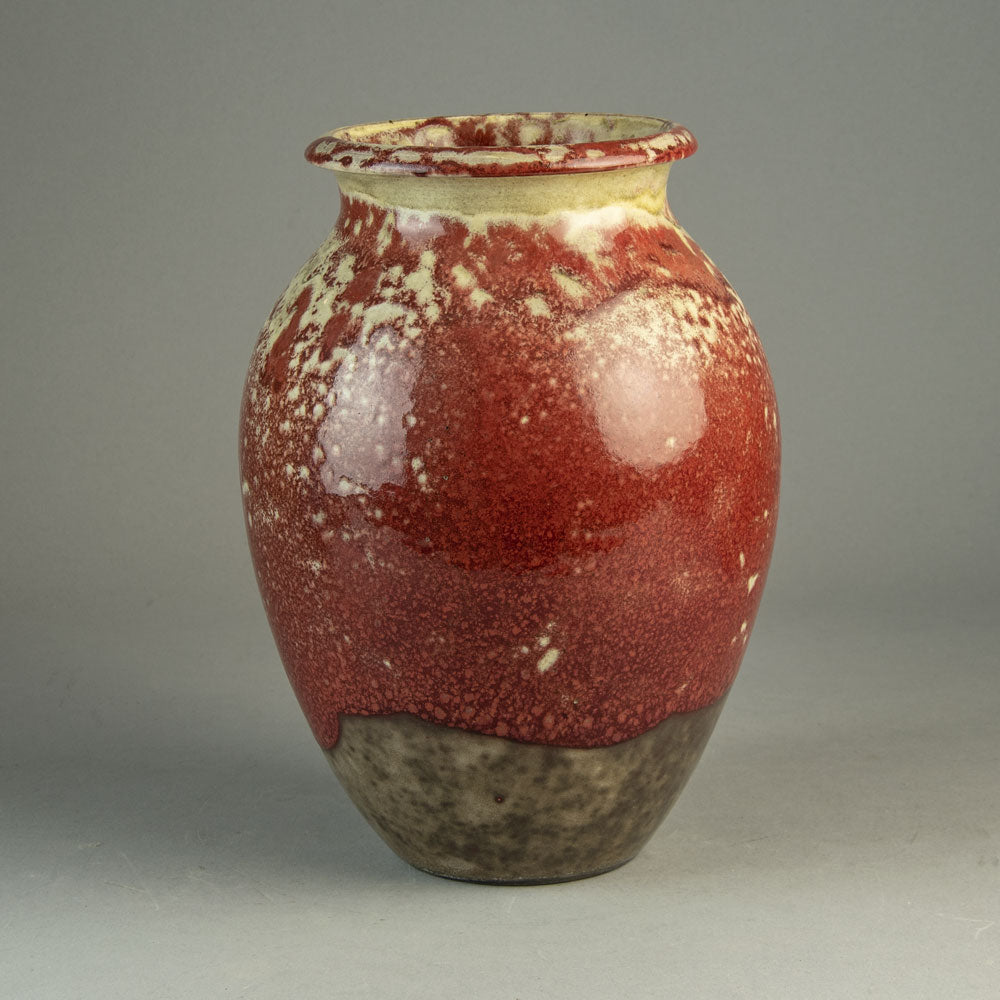 Richard Bampi, Germany, unique stoneware vase with glossy oxblood glaze H1616