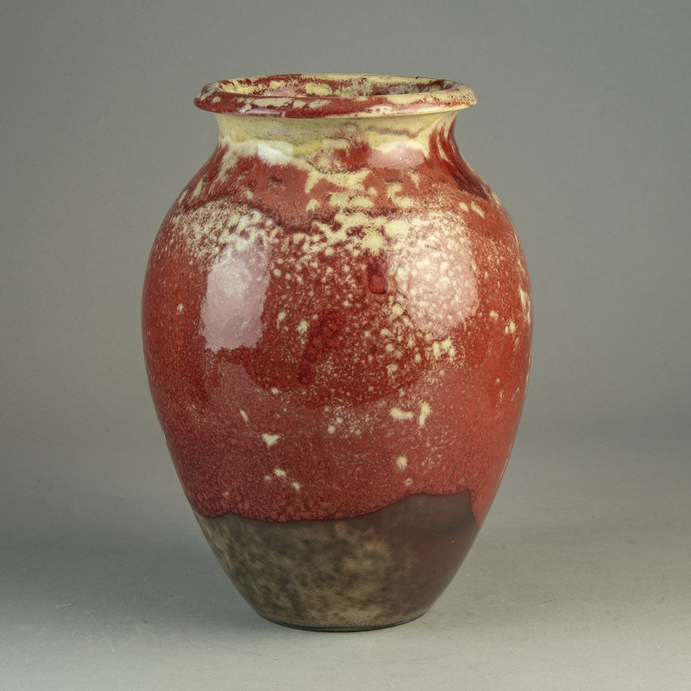 Richard Bampi, Germany, unique stoneware vase with glossy oxblood glaze H1616