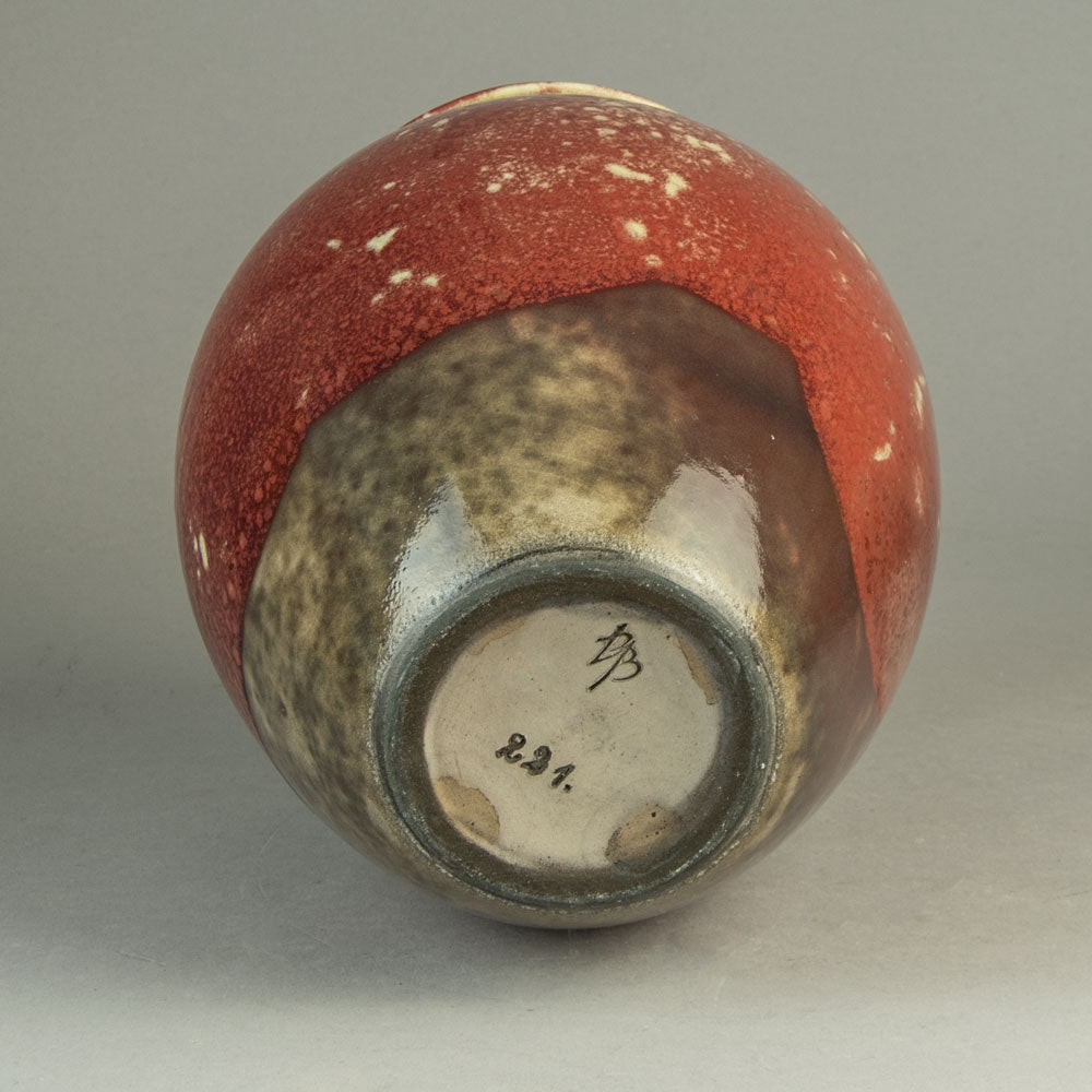 Richard Bampi, Germany, unique stoneware vase with glossy oxblood glaze H1616
