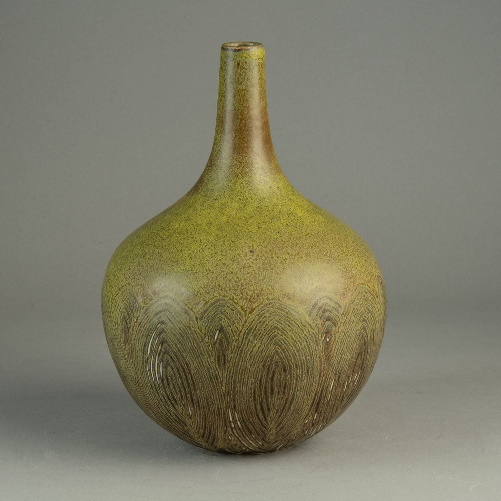 Axel Salto for Royal Copenhagen stoneware bottle vase with solfatara glaze