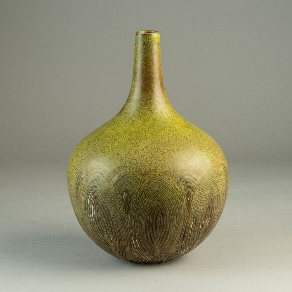 Axel Salto for Royal Copenhagen stoneware bottle vase with solfatara glaze