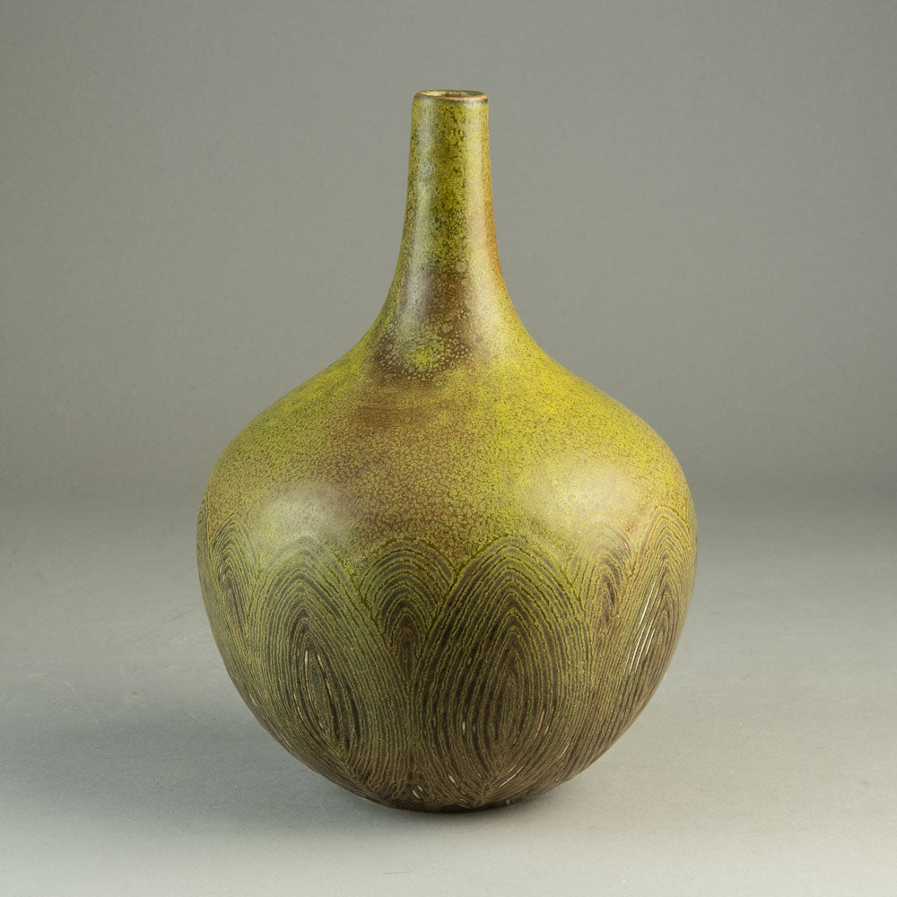 Axel Salto for Royal Copenhagen stoneware bottle vase with solfatara glaze