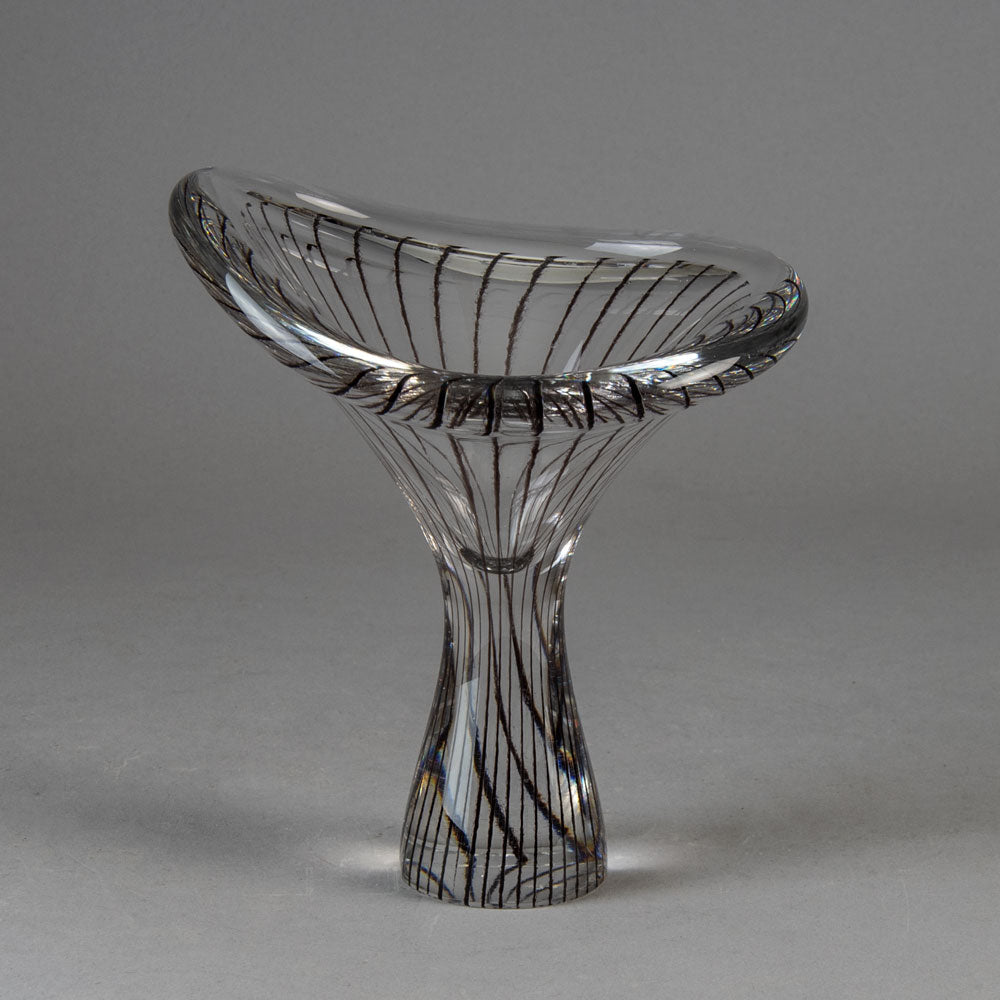 Vicke Lindstrand for Kosta, "chanterelle" vase in black and clear glass H1650