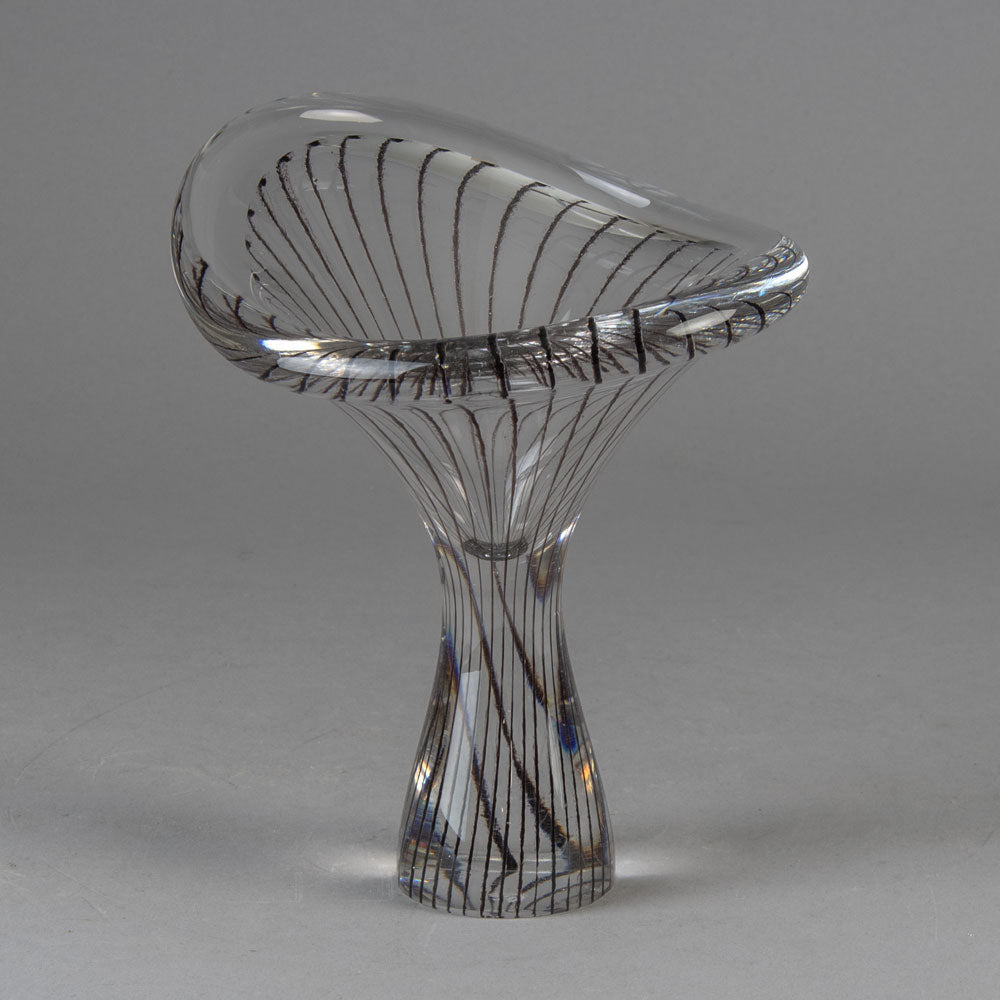 Vicke Lindstrand for Kosta, "chanterelle" vase in black and clear glass H1650