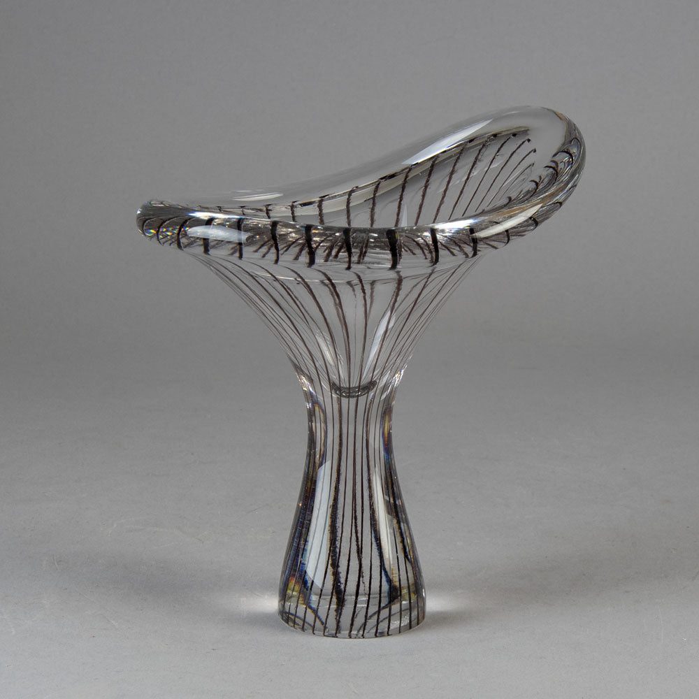 Vicke Lindstrand for Kosta, "chanterelle" vase in black and clear glass H1650