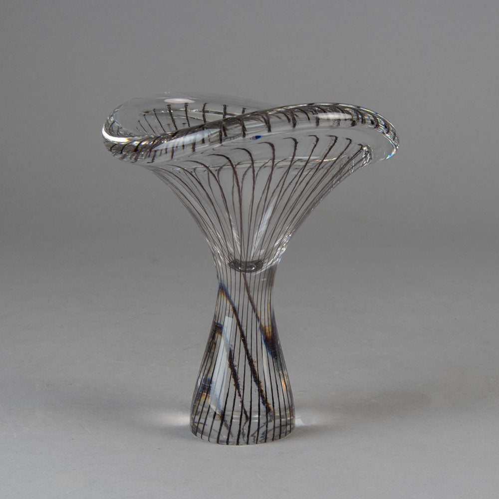 Vicke Lindstrand for Kosta, "chanterelle" vase in black and clear glass H1650