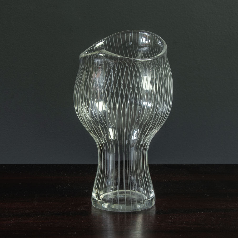 Tapio Wirkkala for Iittala, Finland engraved glass vase H1668