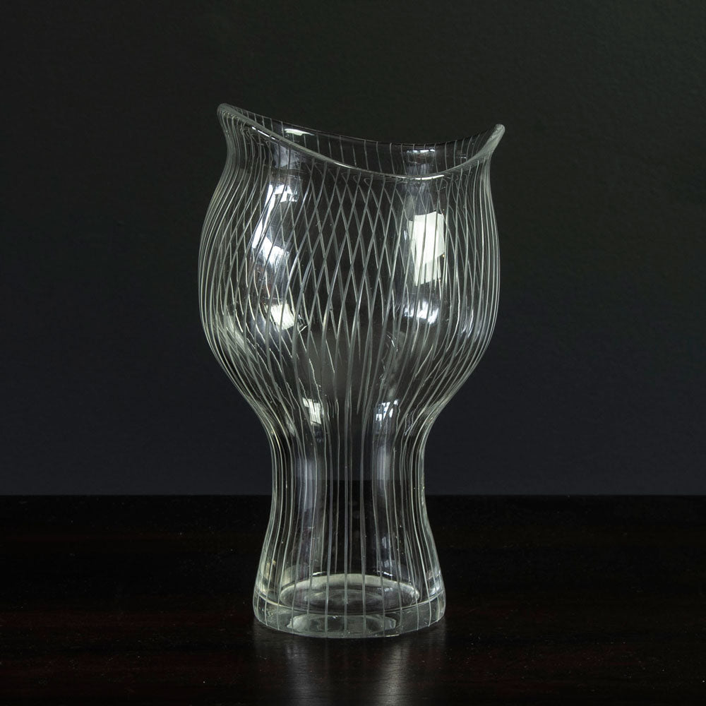Tapio Wirkkala for Iittala, Finland engraved glass vase H1668