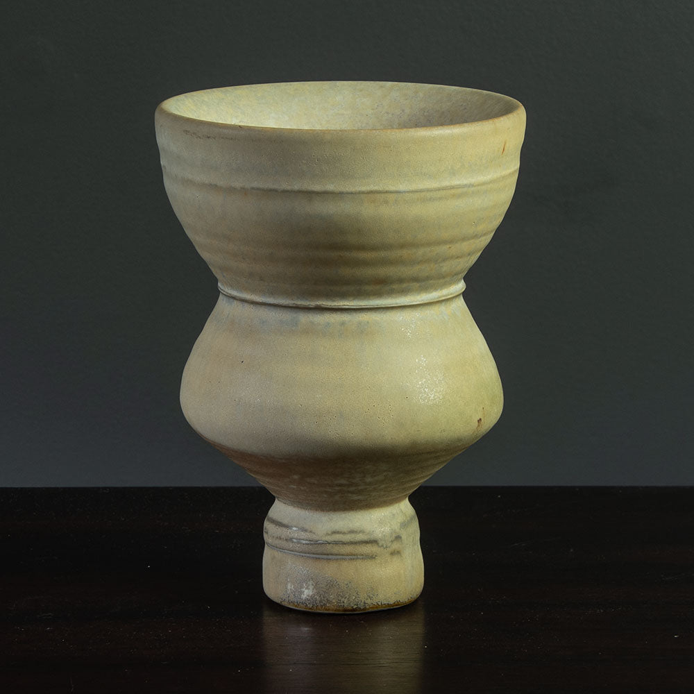 Heiner Balzar, Germany, unique tiered stoneware vase with matte beige glaze H1627