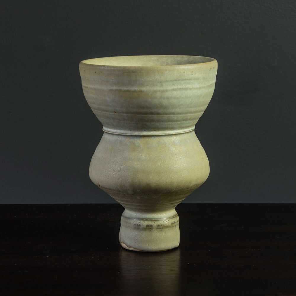 Heiner Balzar, Germany, unique tiered stoneware vase with matte beige glaze H1627