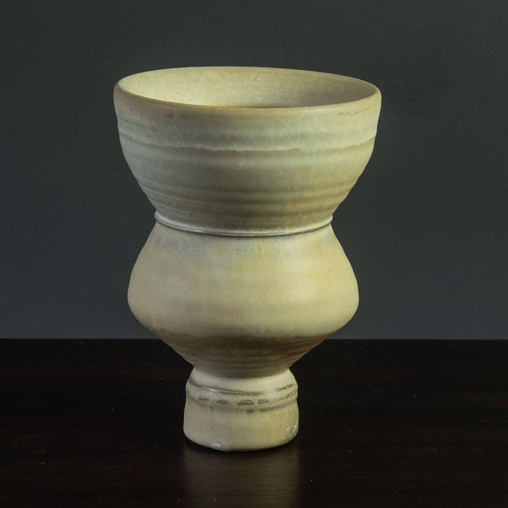 Heiner Balzar, Germany, unique tiered stoneware vase with matte beige glaze H1627