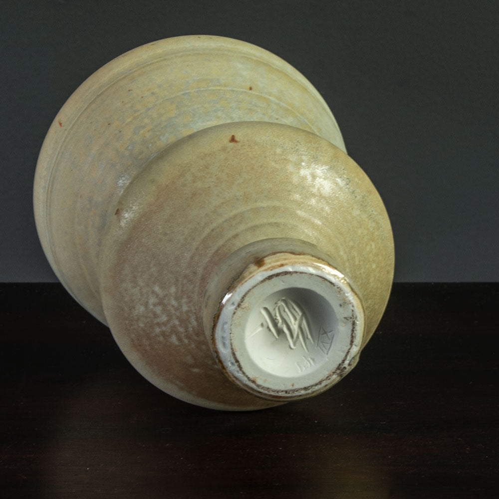 Heiner Balzar, Germany, unique tiered stoneware vase with matte beige glaze H1627