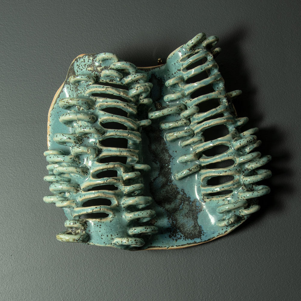 Vivi Calissendorff, Sweden, unique stoneware wall hanging sculpture H1659