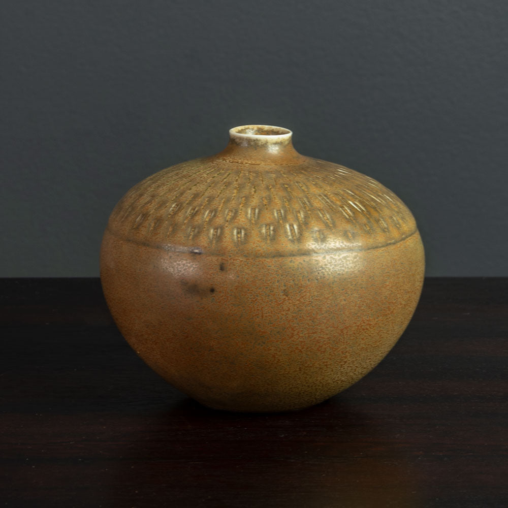 Gerd Bøgelund for Royal Copenhagen, stoneware vase with brown solfatara glaze J1016