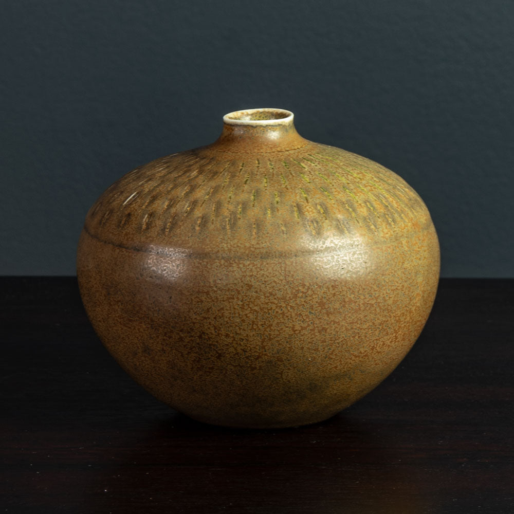 Gerd Bøgelund for Royal Copenhagen, stoneware vase with brown solfatara glaze J1016