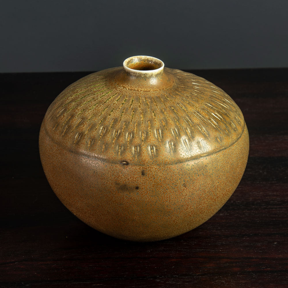 Gerd Bøgelund for Royal Copenhagen, stoneware vase with brown solfatara glaze J1016