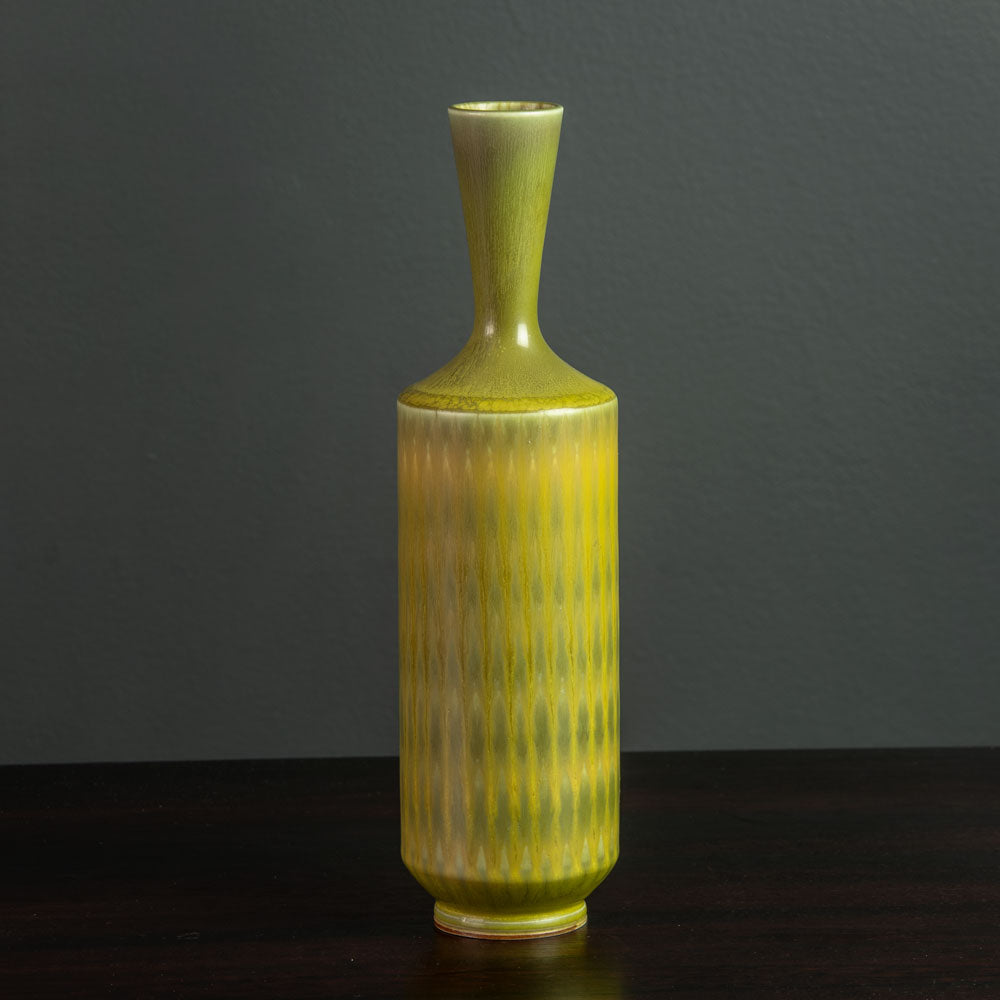 Berndt Friberg for Gustavsberg, unique stoneware vase with patterned yellow ochre glaze H1598