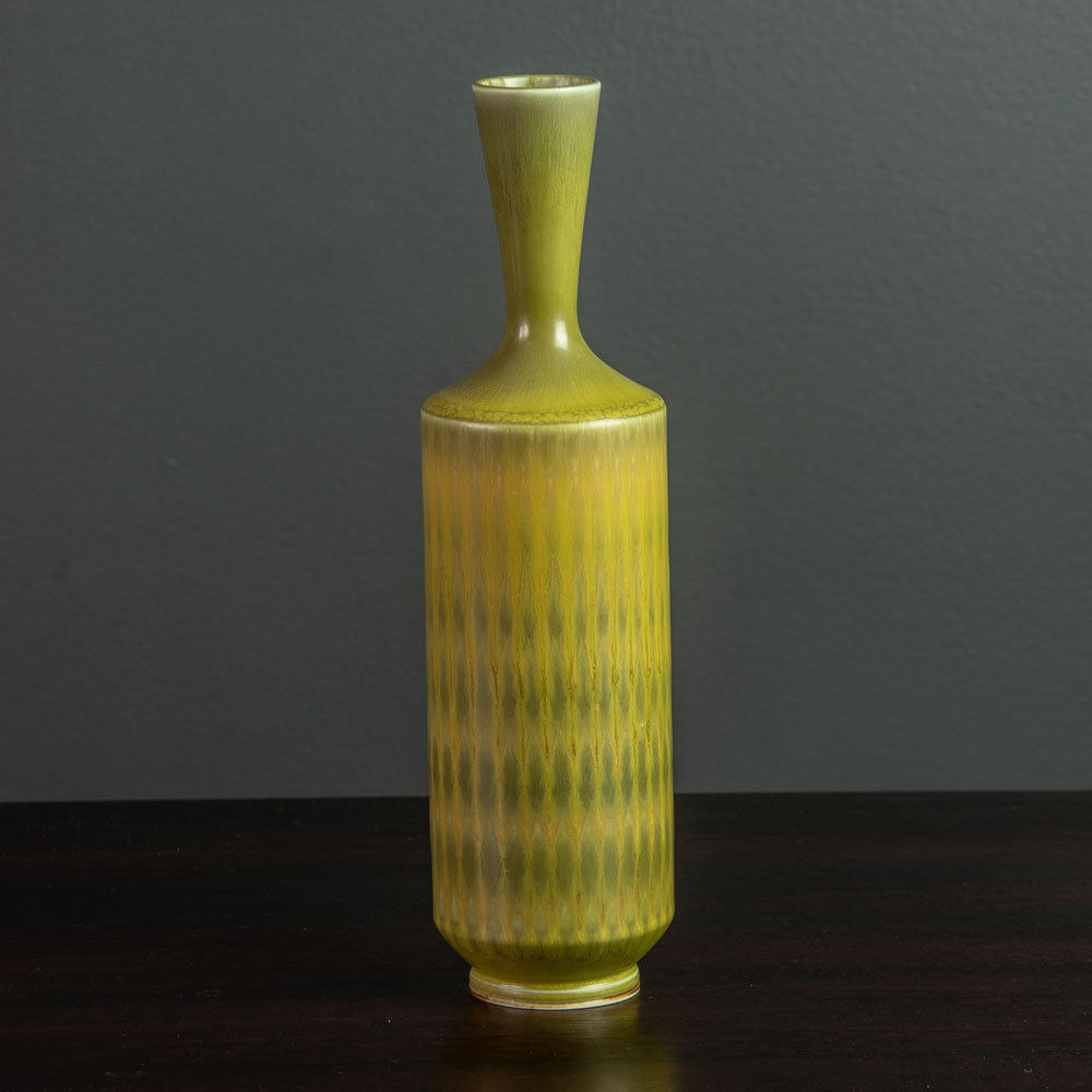 Berndt Friberg for Gustavsberg, unique stoneware vase with patterned yellow ochre glaze H1598