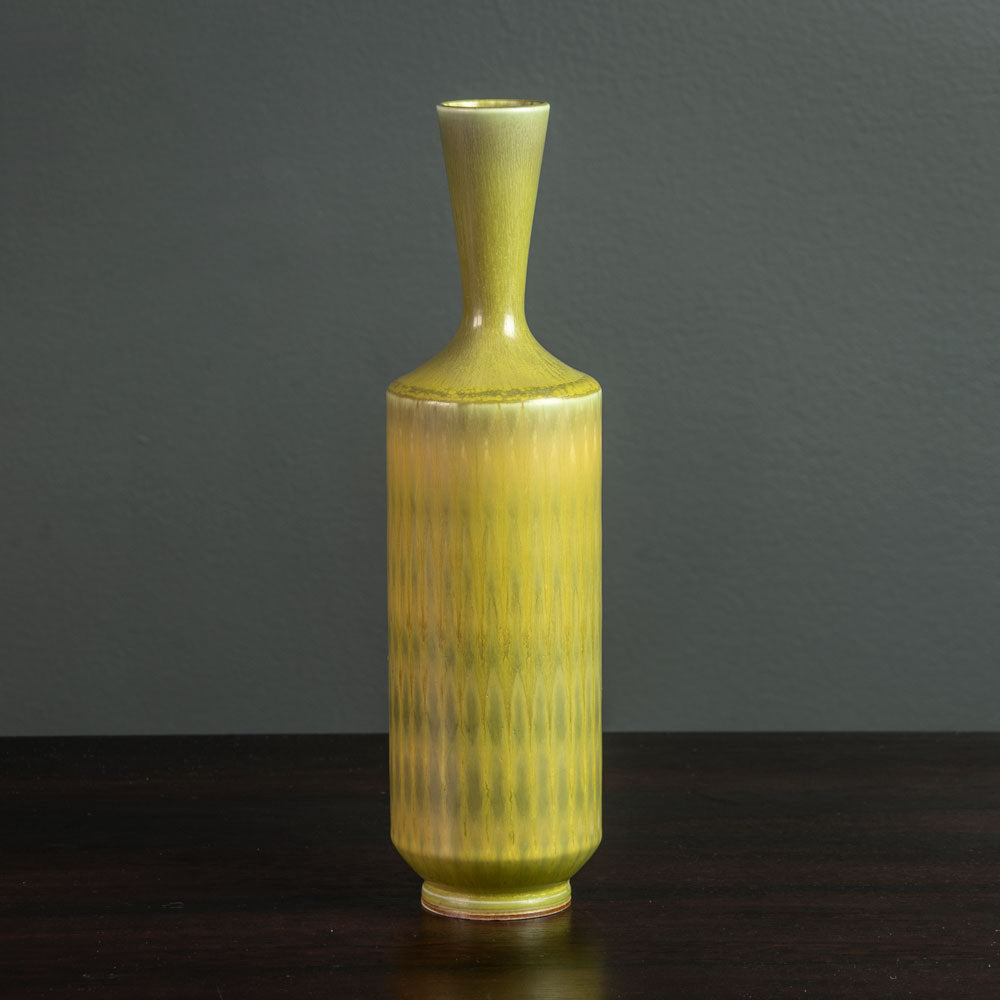 Berndt Friberg for Gustavsberg, unique stoneware vase with patterned yellow ochre glaze H1598