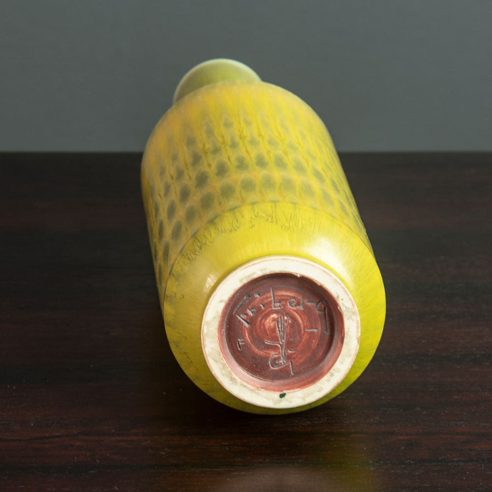 Berndt Friberg for Gustavsberg, unique stoneware vase with patterned yellow ochre glaze H1598