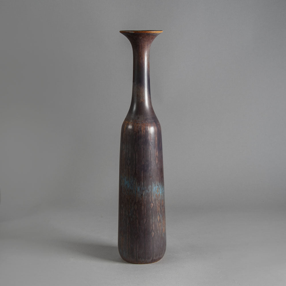 Gunnar Nylund for Rörstrand, tall stoneware vase with brown and blue glaze H1275