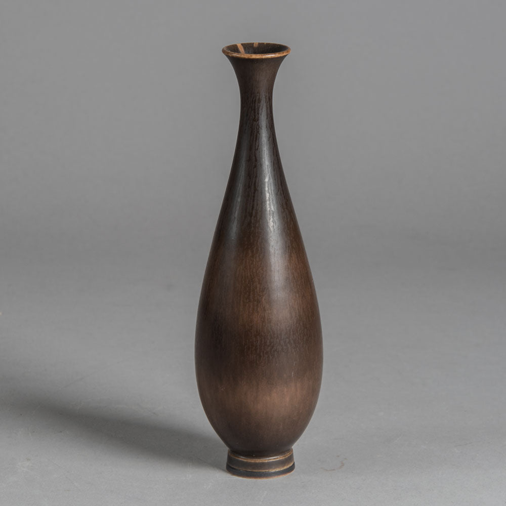 Berndt Friberg for Gustavsberg, unique stoneware vase with dark brown glaze H1432
