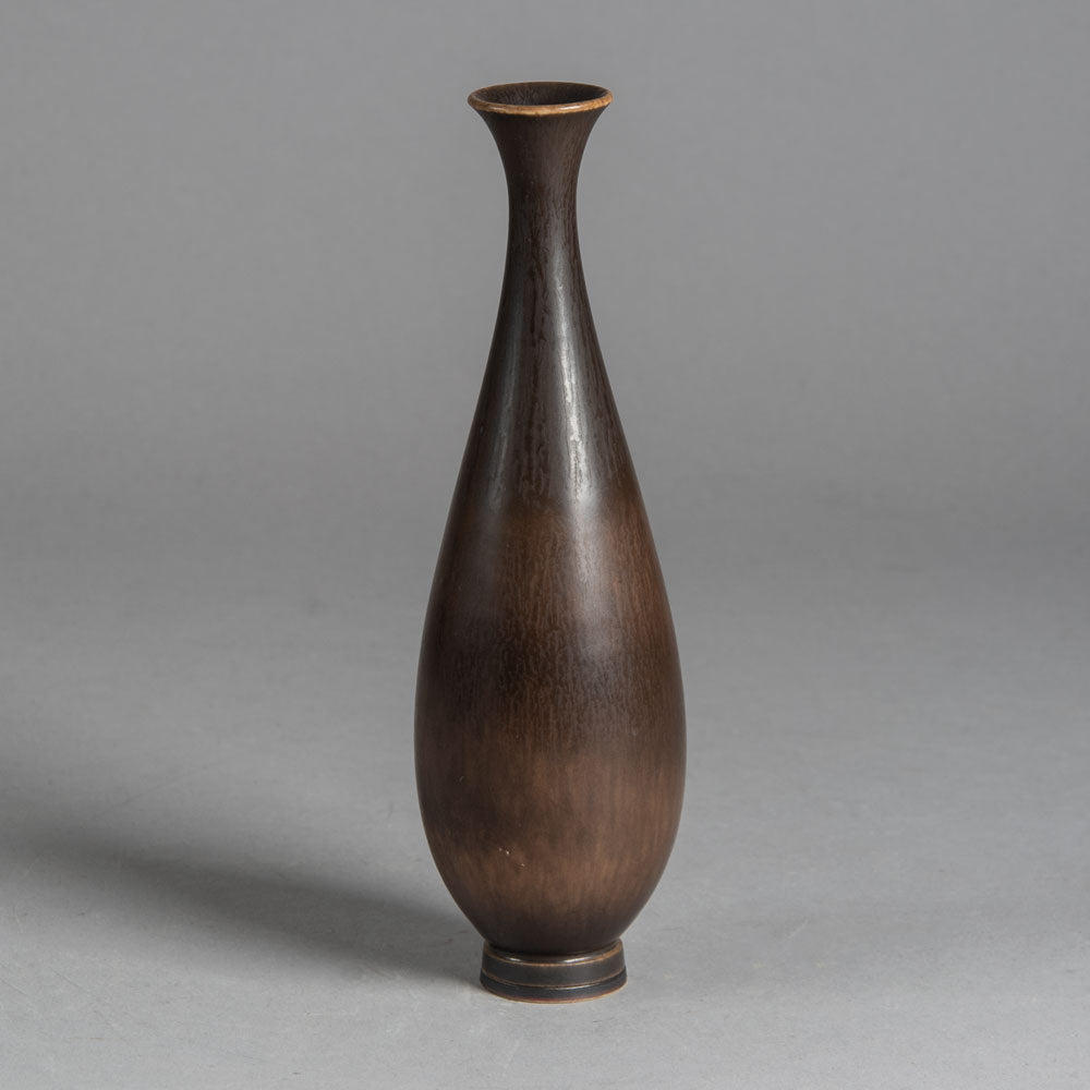 Berndt Friberg for Gustavsberg, unique stoneware vase with dark brown glaze H1432