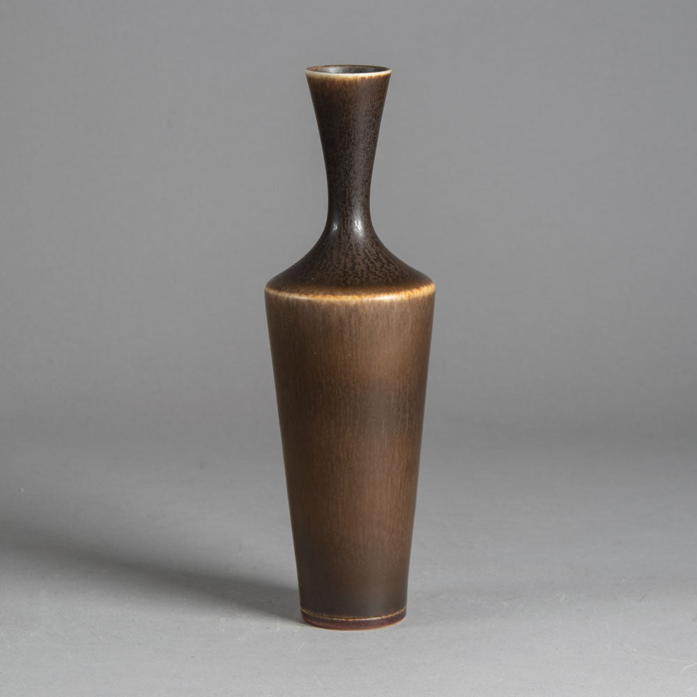 Berndt Friberg for Gustavsberg, unique stoneware vase with dark brown glaze H1466