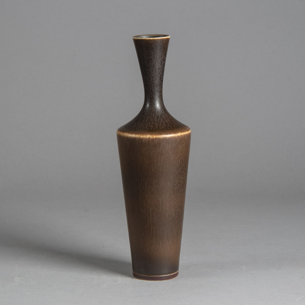 Berndt Friberg for Gustavsberg, unique stoneware vase with dark brown glaze H1466