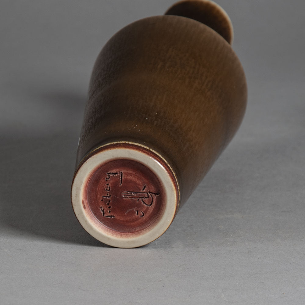 Berndt Friberg for Gustavsberg, unique stoneware vase with dark brown glaze H1466