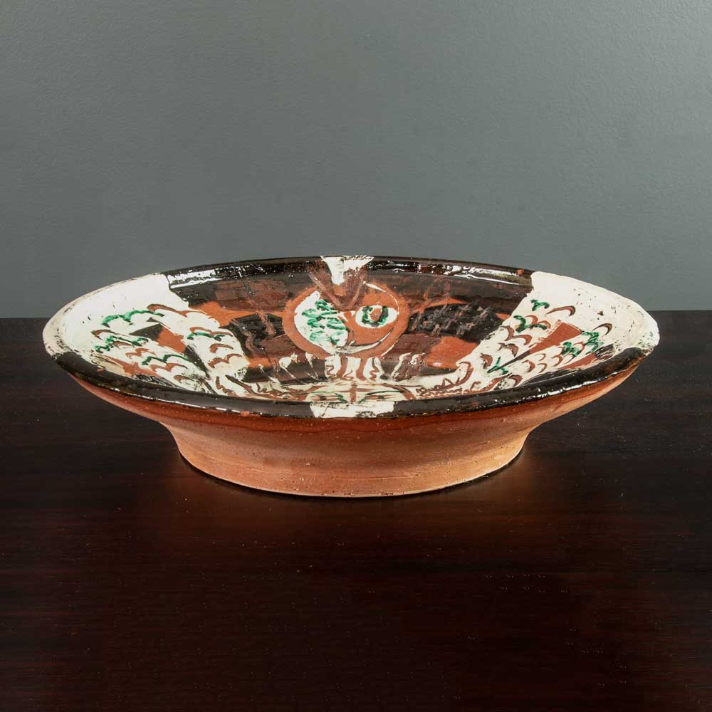 Hertha Hillfon, Sweden, earthenware bowl with hand painted underglaze decoration