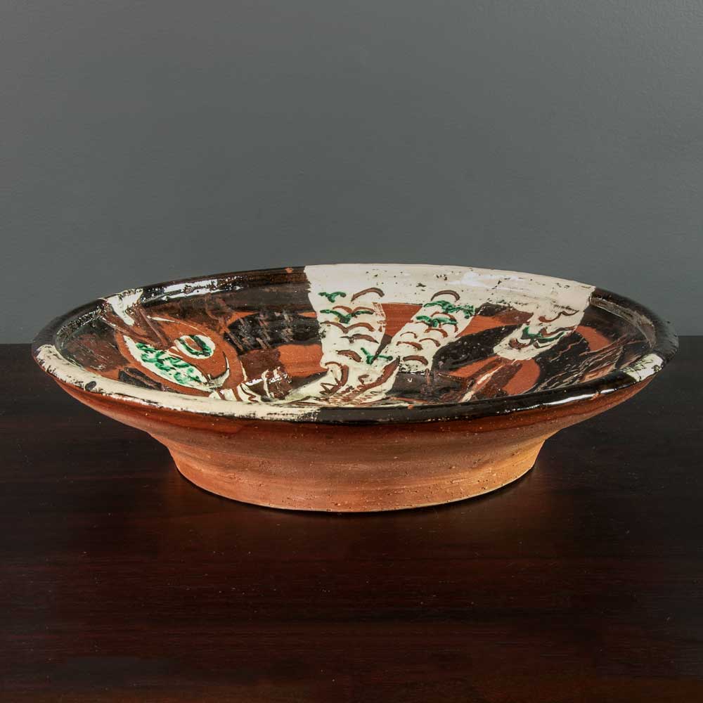 Hertha Hillfon, Sweden, earthenware bowl with hand painted underglaze decoration