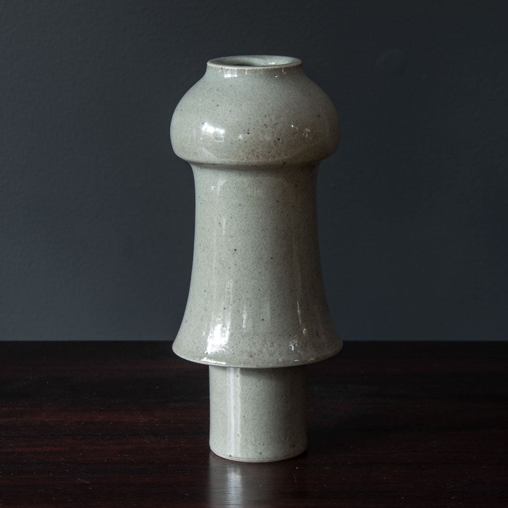 Reinhold Rieckmann, unique stoneware vase with glossy gray glaze H1539
