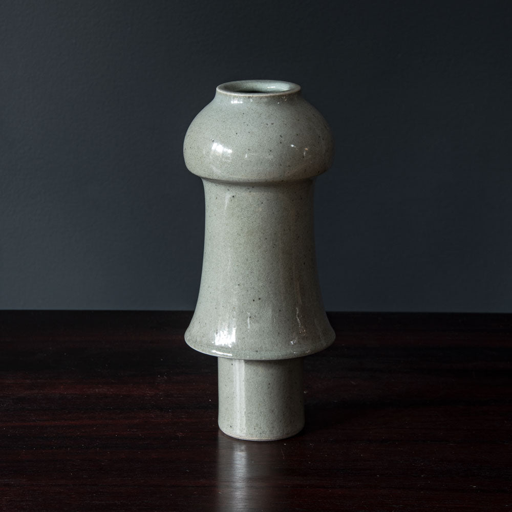 Reinhold Rieckmann, unique stoneware vase with glossy gray glaze H1539