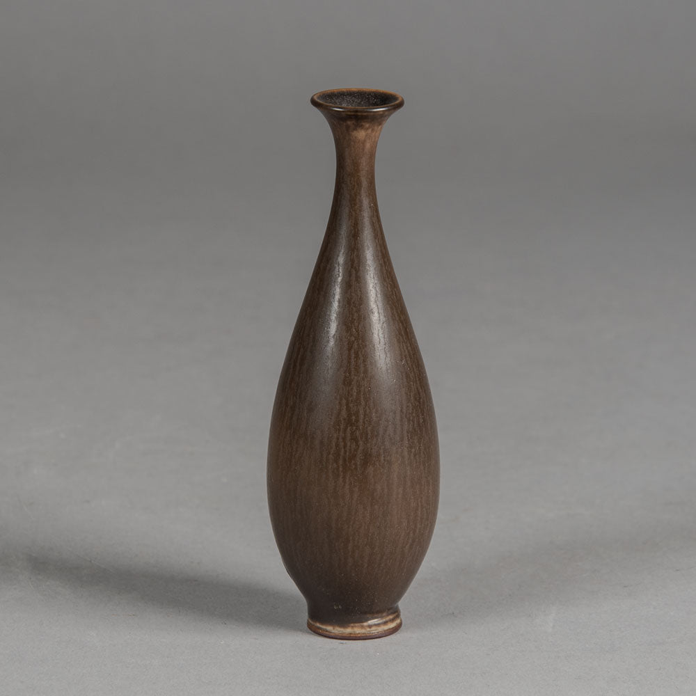 Berndt Friberg for Gustavsberg, Sweden, miniature vase with brown haresfur glaze G9348