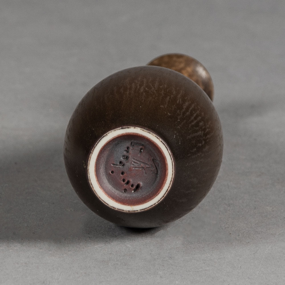 Berndt Friberg for Gustavsberg, Sweden, miniature vase with brown haresfur glaze G9348