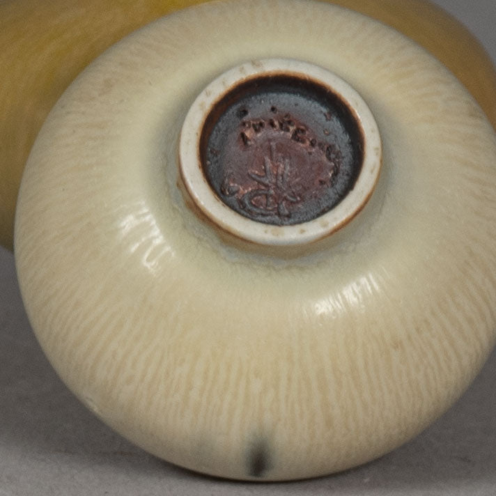 Berndt Friberg for Gustavsberg, Sweden, miniature bowl with white haresfur glaze H1663