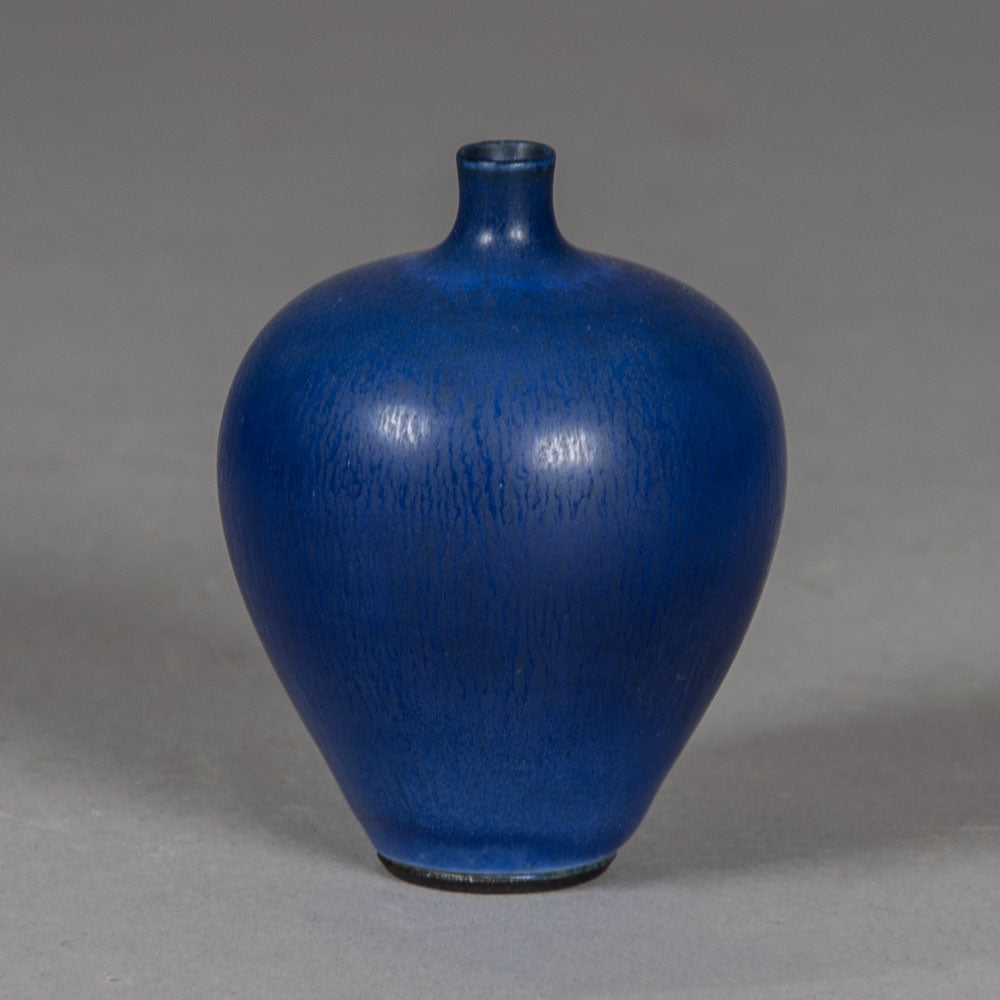 Berndt Friberg for Gustavsberg, Sweden, miniature vase with blue haresfur glaze H1600